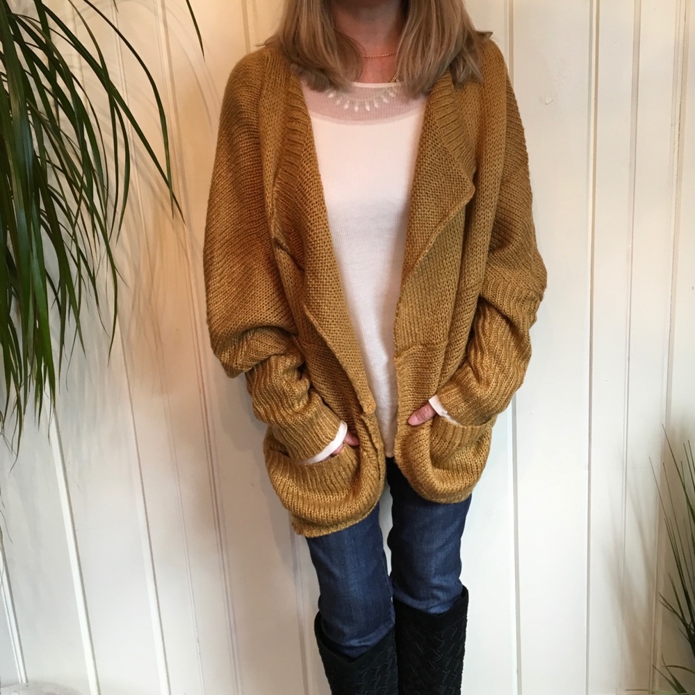 OVERSIZED CAMEL COLOR CARDIGAN - Picture 6 of 8
